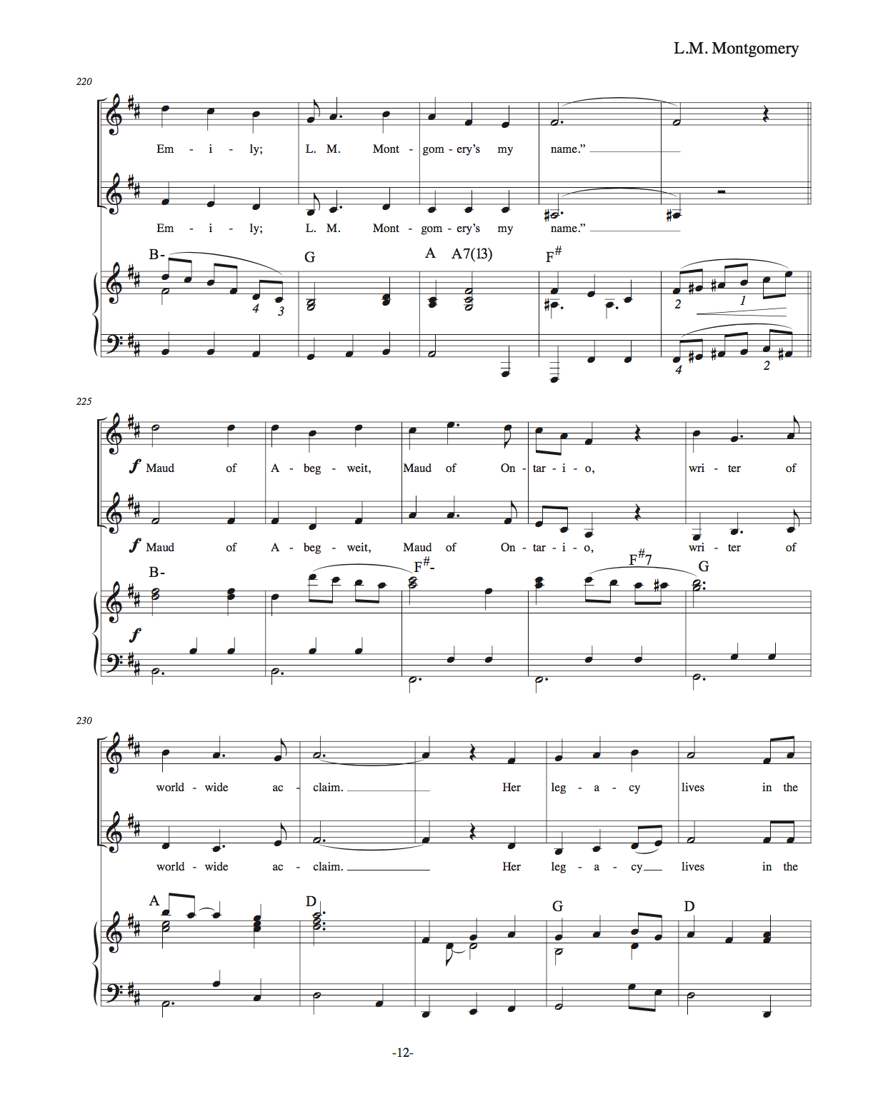 L.M. Montgomery: A Song Portrait