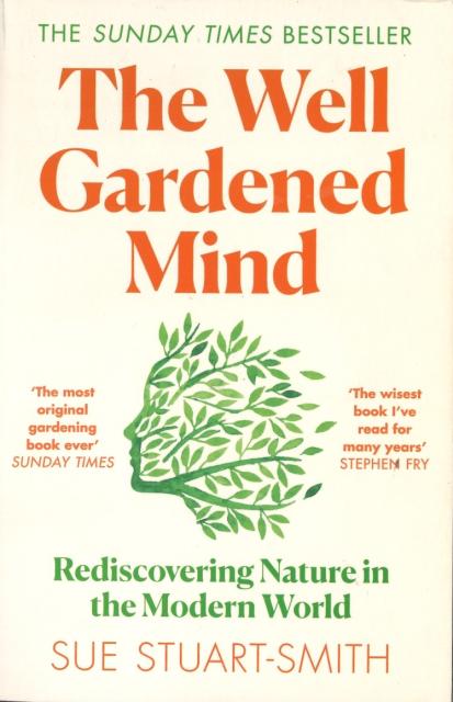 Book cover of The Well Gardened Mind depicting an illustration of green leaves forming the silhouette of a human face.